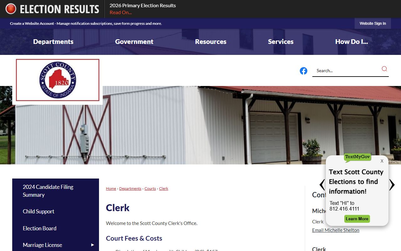 Scott County Clerk records office page