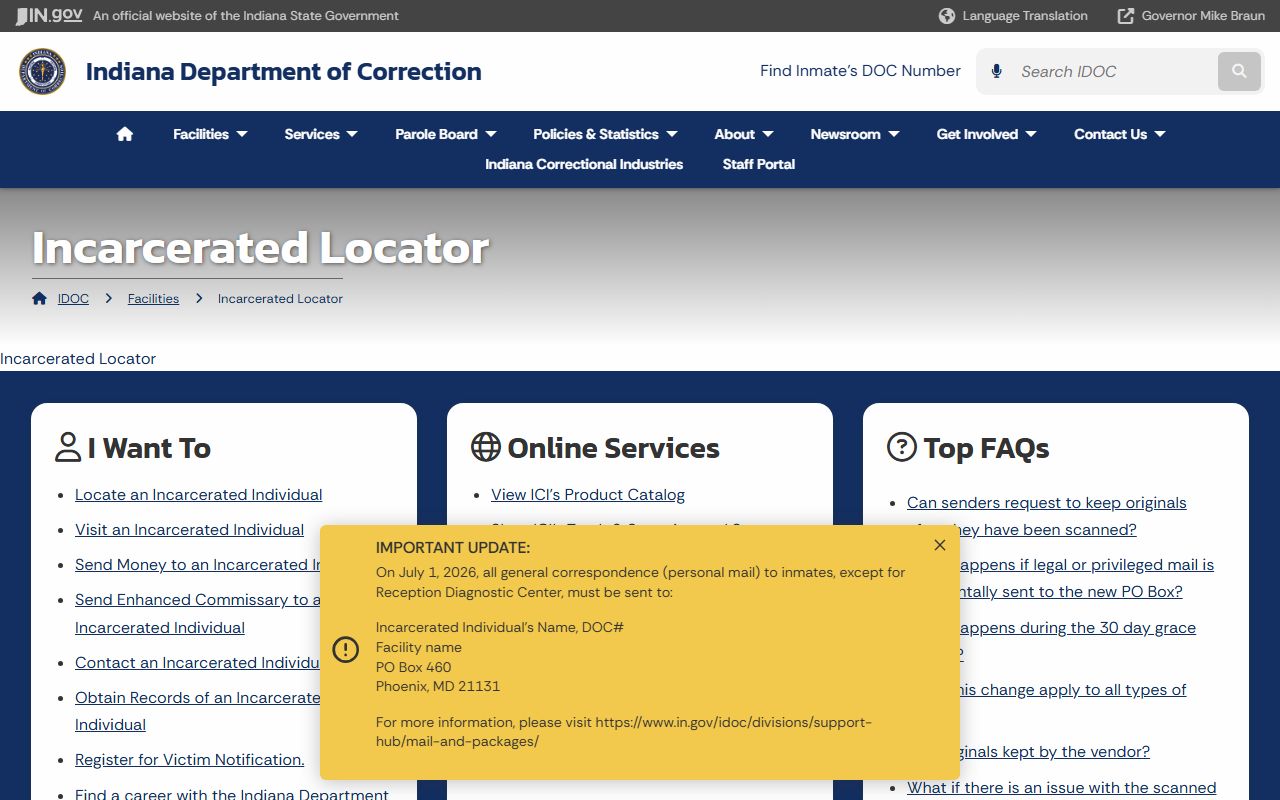 Scott County arrest records IDOC offender locator help