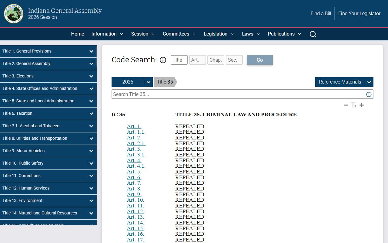 Scott County criminal court records Indiana Code Title 35