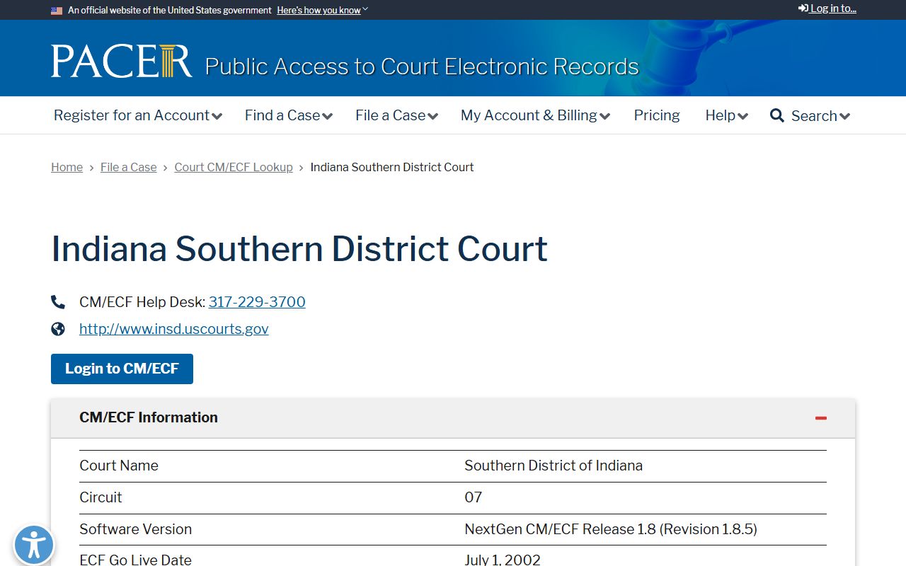 Scott County trial court records PACER federal district lookup