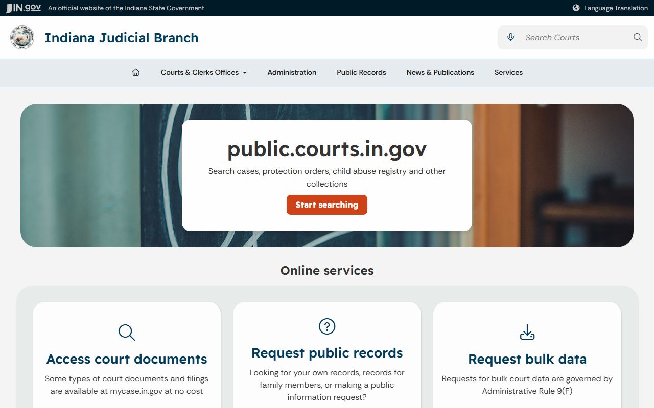 Scott County court records Indiana public records page
