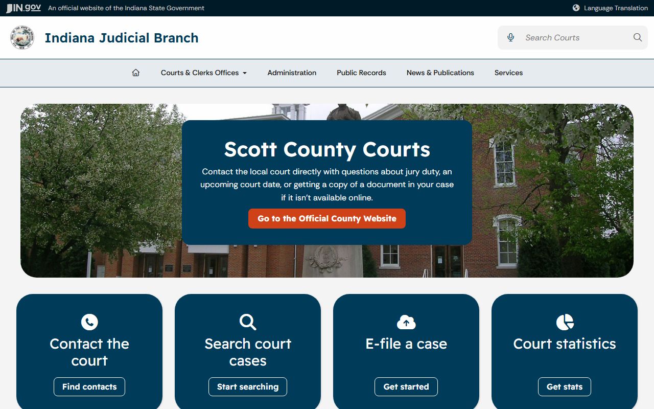 Scott County court records Indiana Judicial Branch local page
