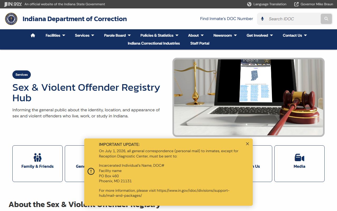 Scott County inmate records Indiana sex and violent offender registry