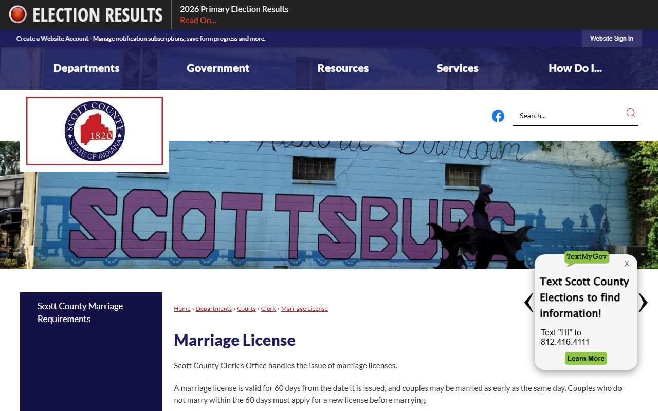 Scott County marriage records license page