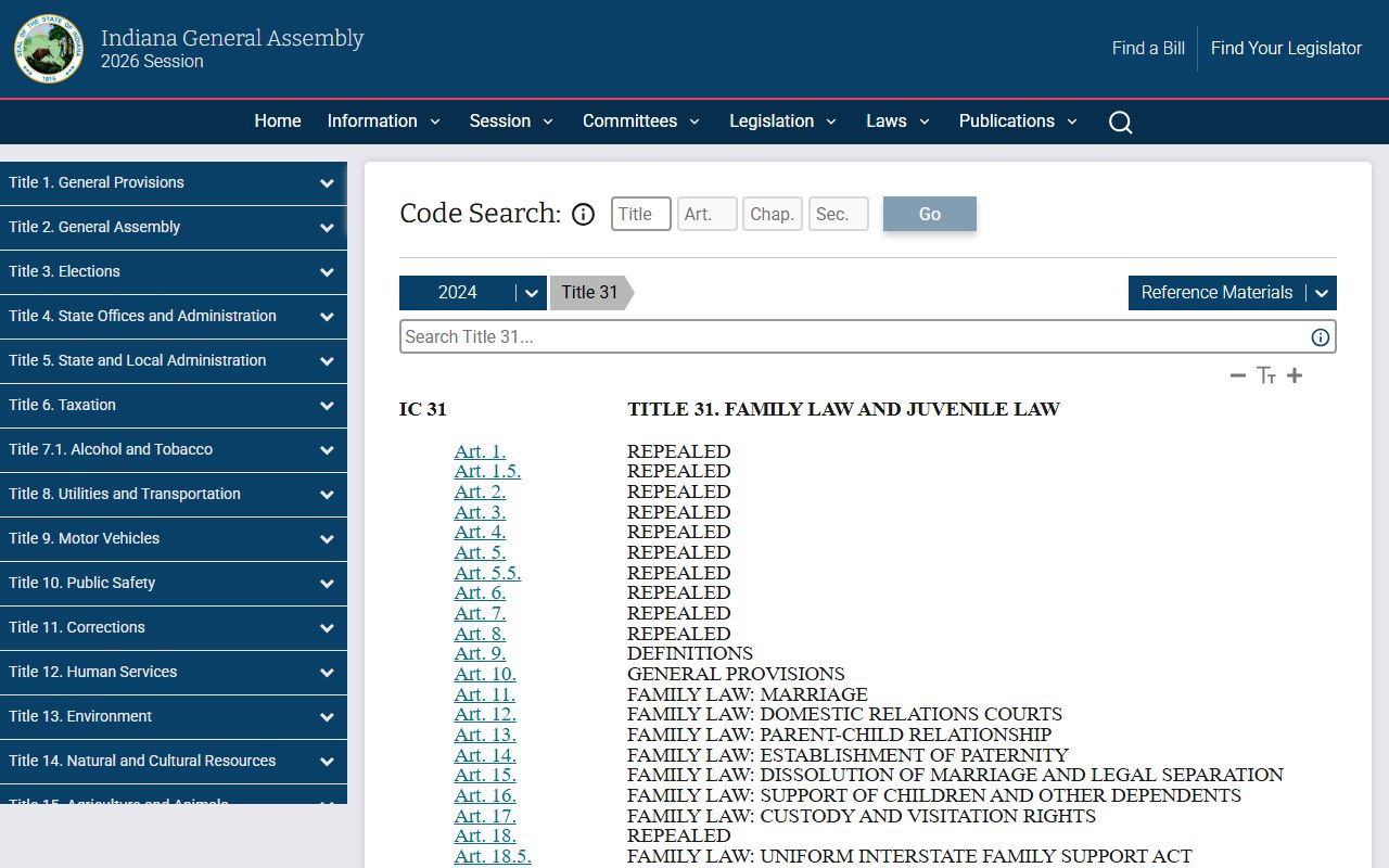 Scott County probate records Indiana Code Title 31