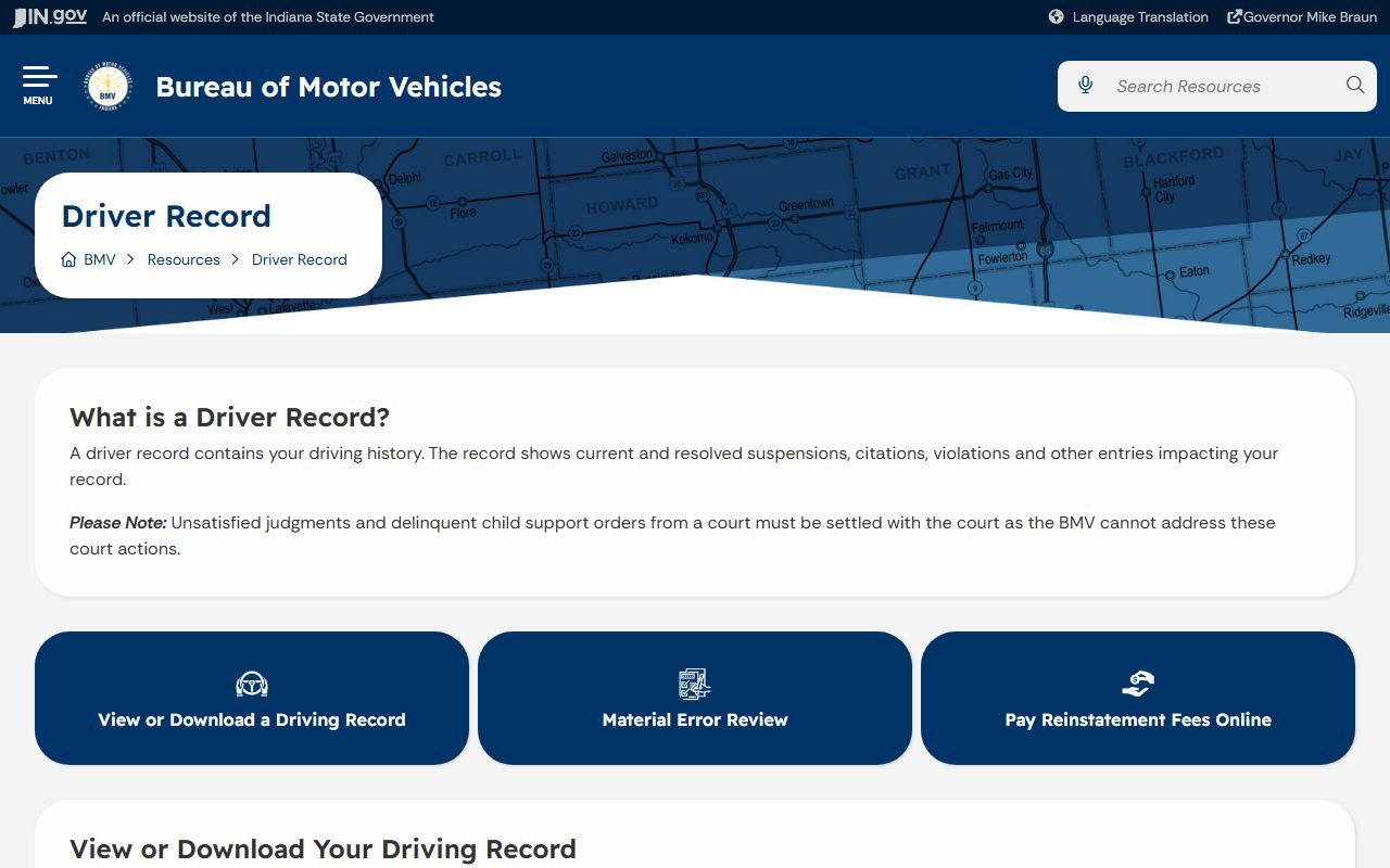 Scott County traffic court records Indiana BMV driver record